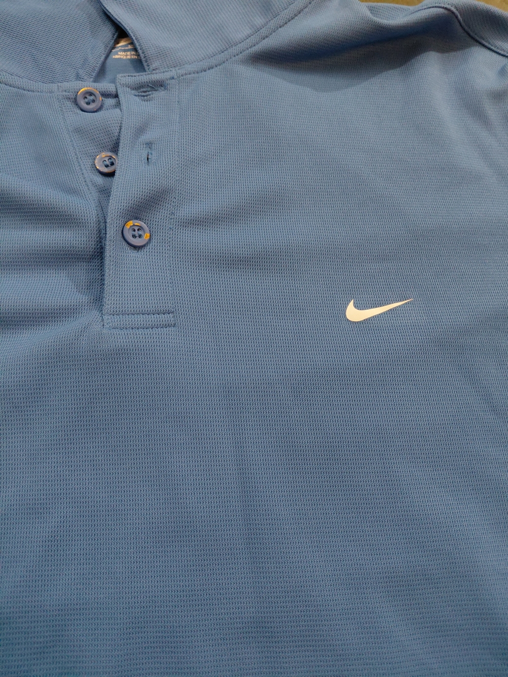 Nike Blue Dri-FIT Polo Shirt with Black Panels - Picture 2 of 5